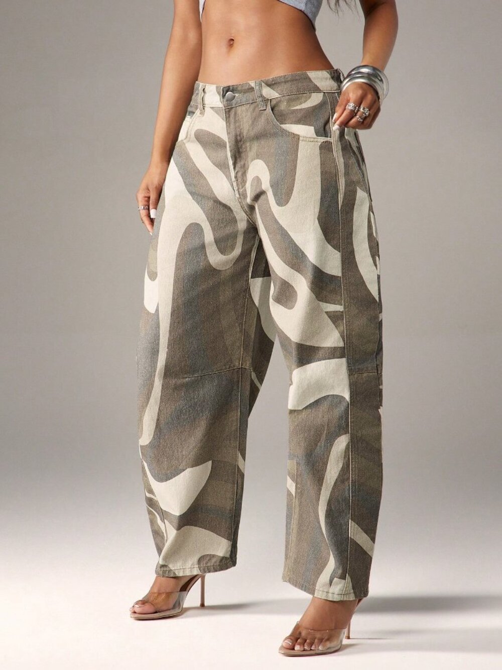 Brown Casual Women's Denim Jeans With Pockets - Picture 5 of 5